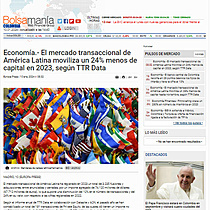 Economa.- El mercado transaccional de Amrica Latina moviliza un 24% menos de capital en 2023, segn TTR Data